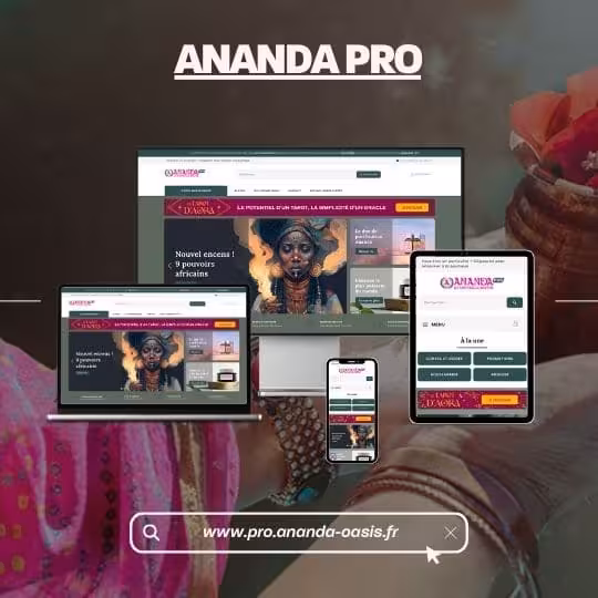 Infographie avec différents format d'écran représentant le résultat du travail de Keiyo avec Ananda Pro