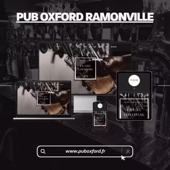 Infographie avec différents format d'écran représentant le résultat du travail de Keiyo avec Pub Oxford